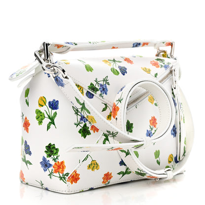 Loewe Satin Calfskin Flower Print Small Puzzle Edge Bag White Multicolor 3 of 11