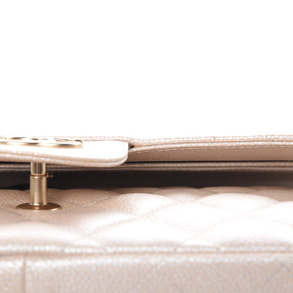 Chanel Pearly Caviar Quilted Jumbo Double Flap Light Beige 11 of 14