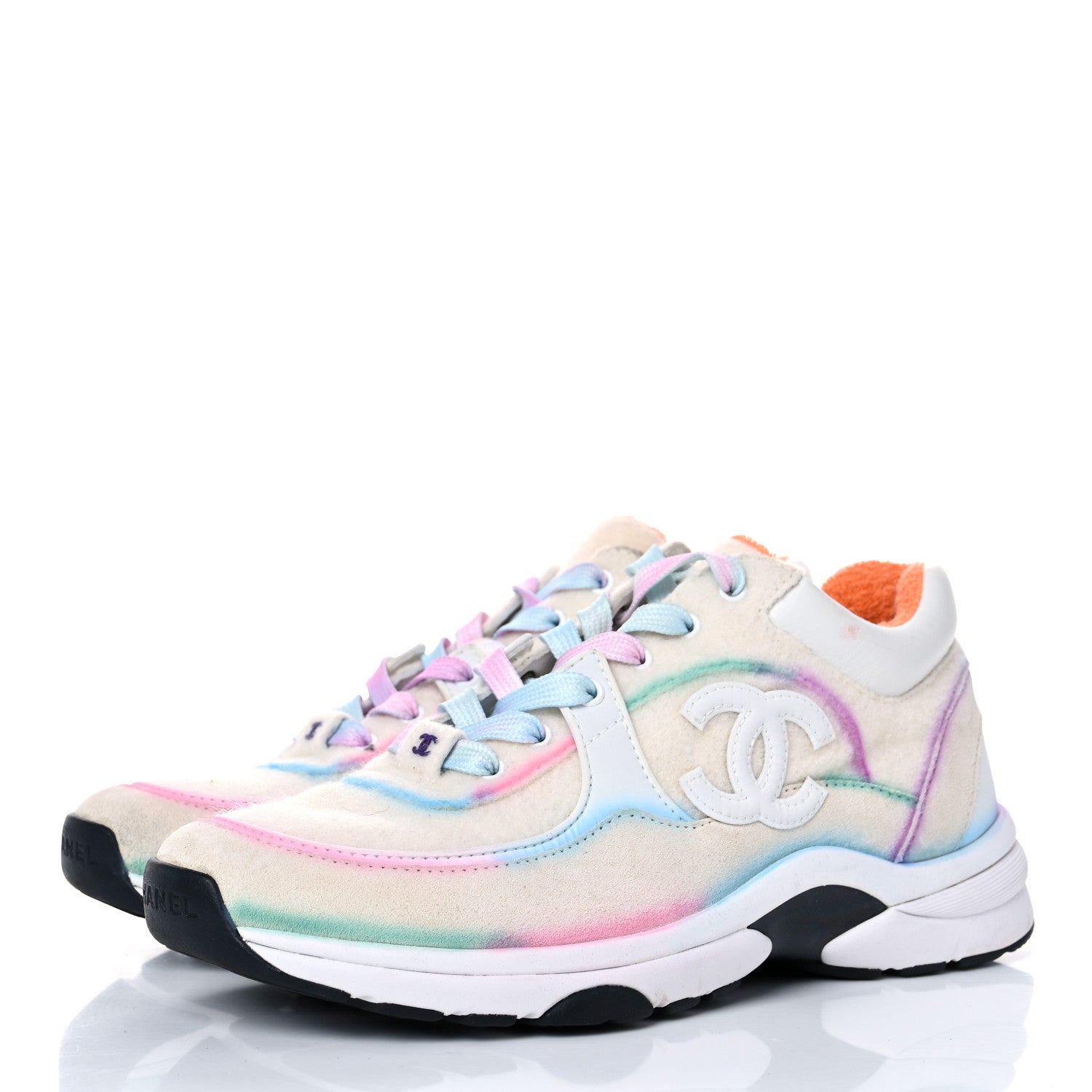 Chanel Wool Suede Calfskin CC Sneakers 38 Multicolor 3 of 18