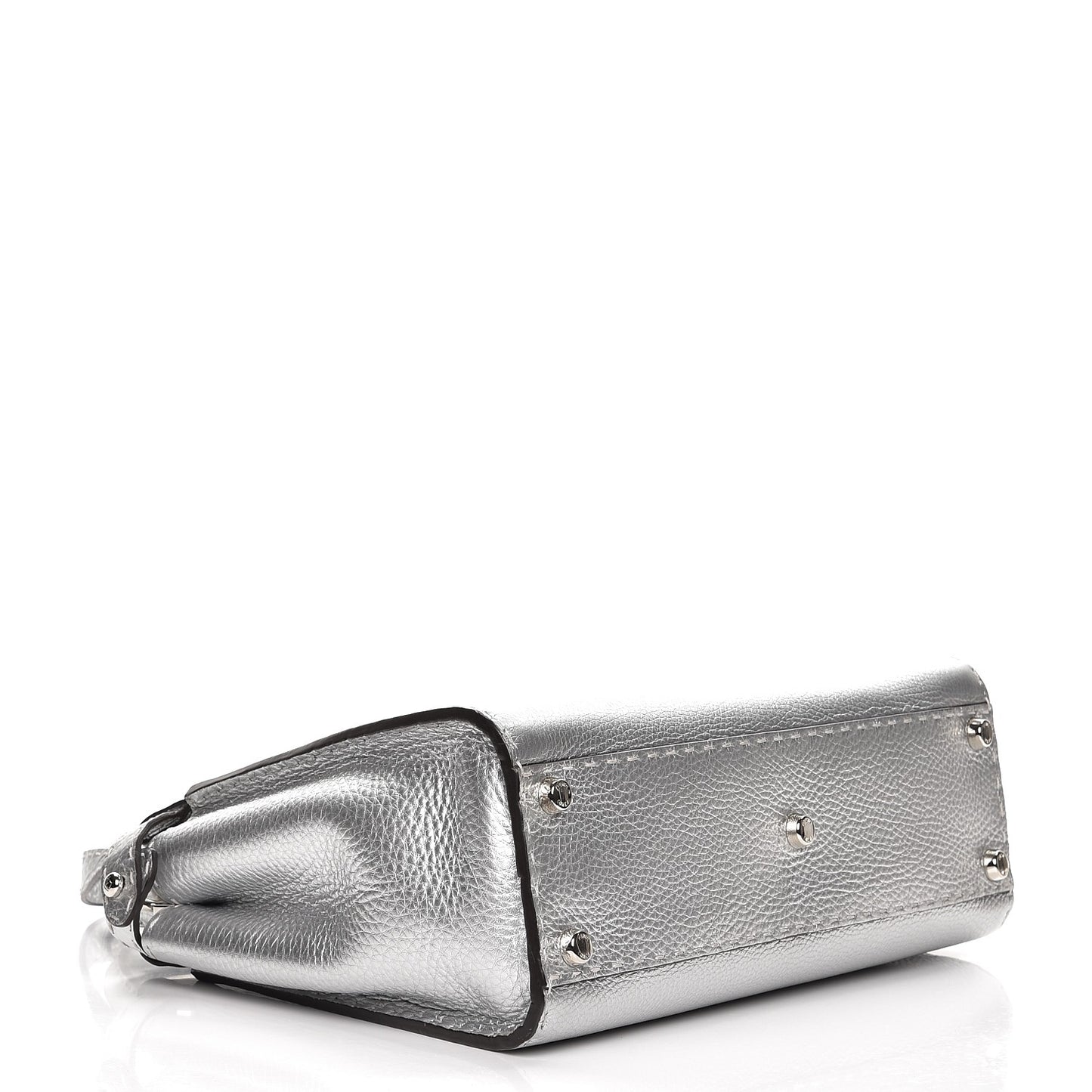 Cuoio Romano Lux Selleria Medium Peekaboo Iconic Satchel Argento