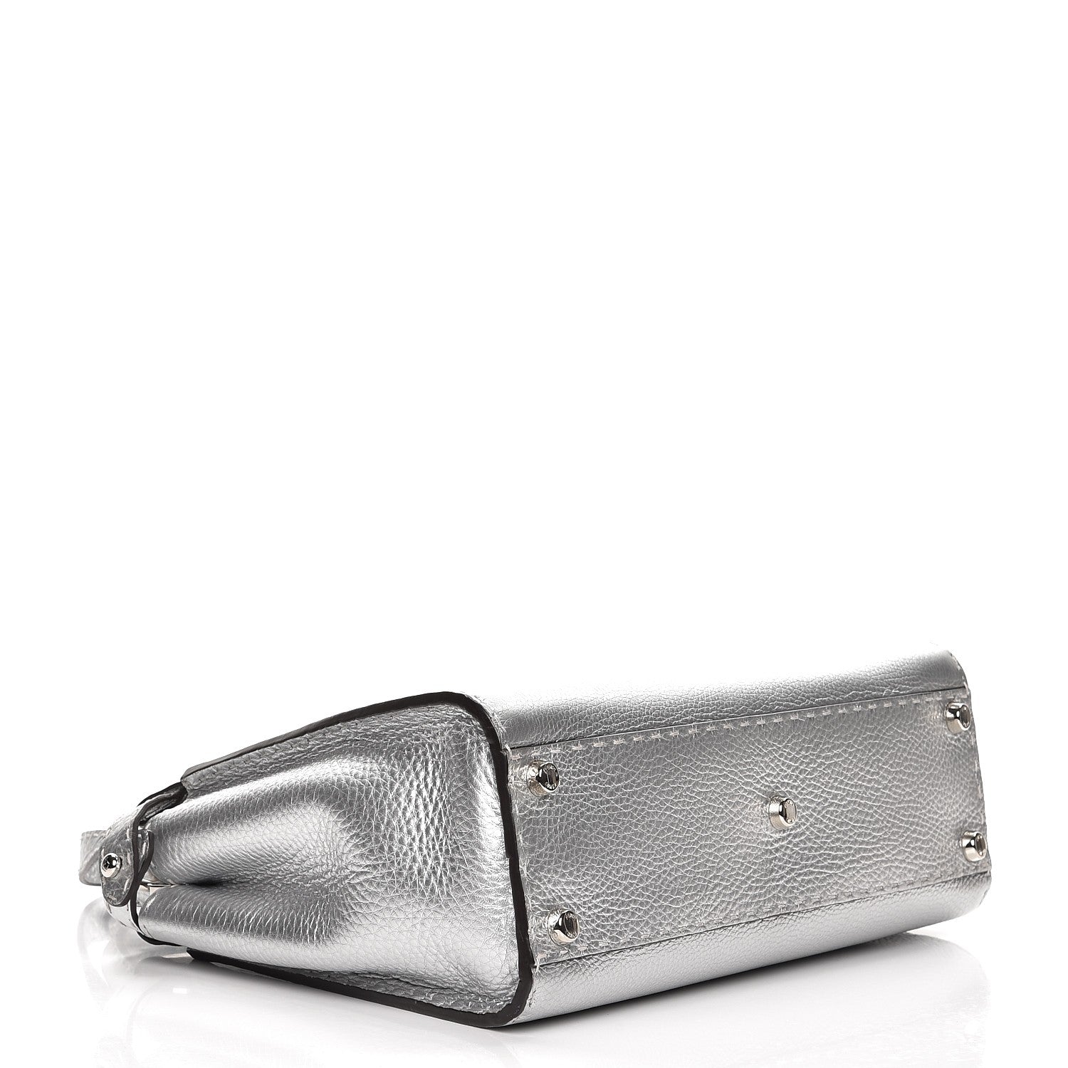 Fendi Cuoio Romano Lux Selleria Medium Peekaboo Iconic Satchel Argento 5 of 8