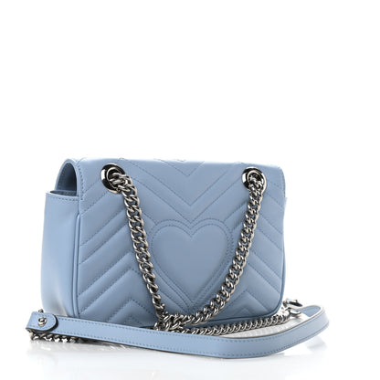 Gucci Calfskin Matelasse Mini GG Marmont Shoulder Bag Porcelain Light Blue 3 of 11