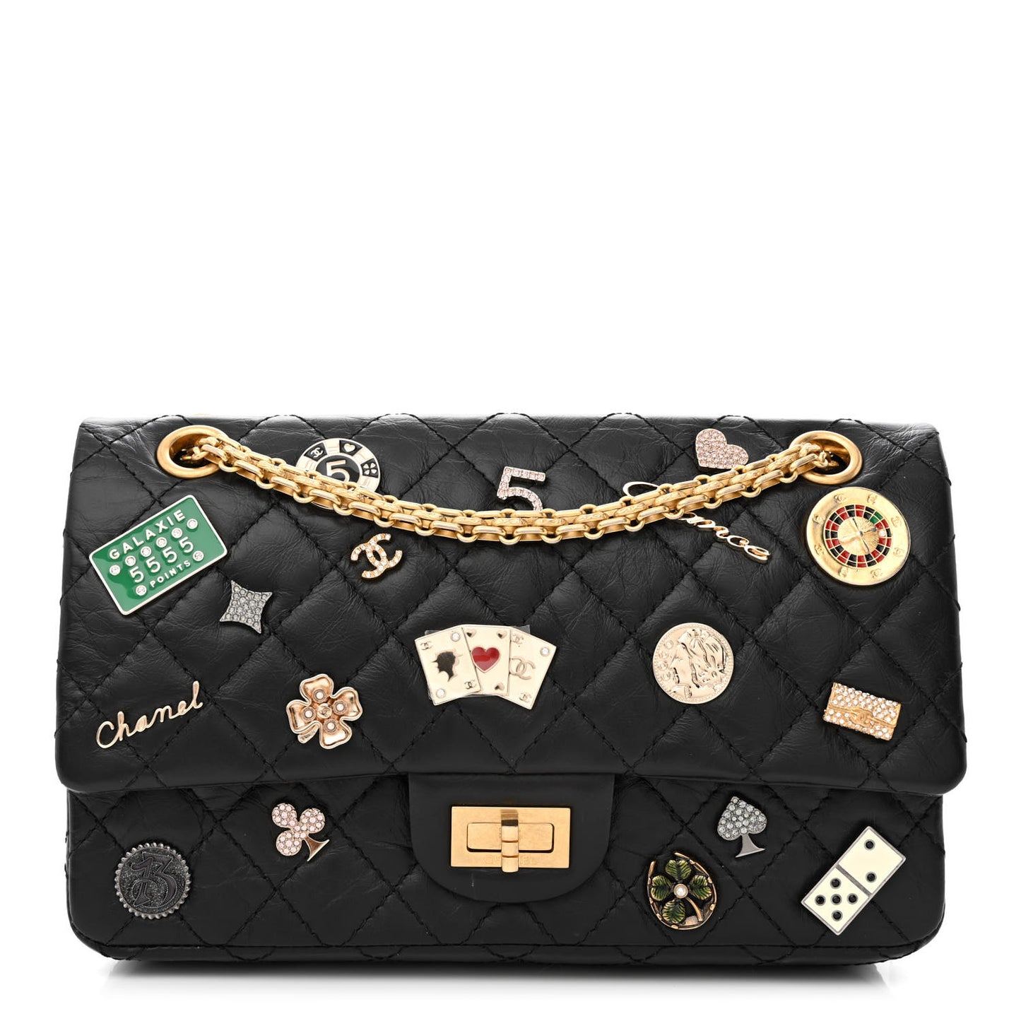 Aged Calfskin Lucky Charms 2.55 Reissue 225 Flap Black