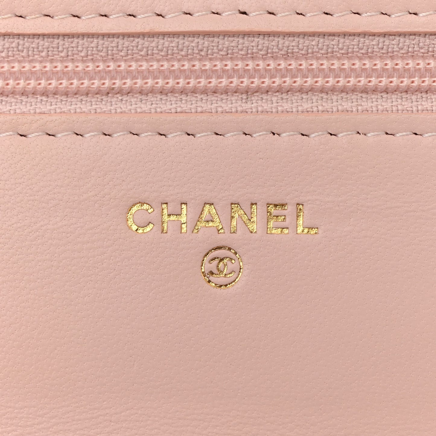 Lambskin Quilted CC Pearl Crush Wallet on Chain WOC Pink