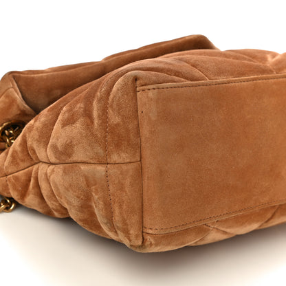 Saint Laurent Suede Calfskin Quilted Small Loulou Puffer Monogram Chain Satchel Cinnamon 9 of 13