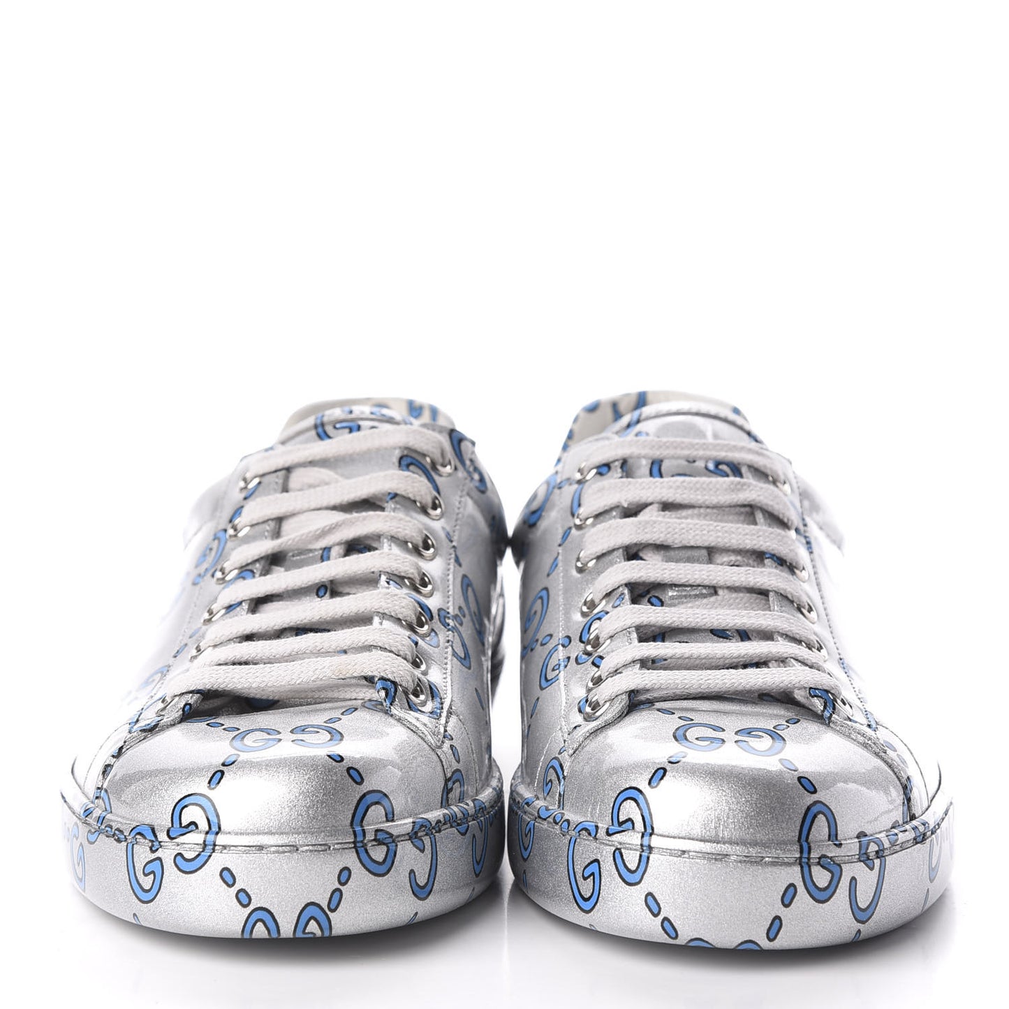 Miro Rubber Wax GucciGhost Print Mens New Ace Sneakers 7 Silver