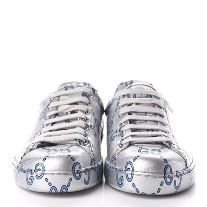 Gucci Miro Rubber Wax GucciGhost Print Mens New Ace Sneakers 7 Silver 3 of 9