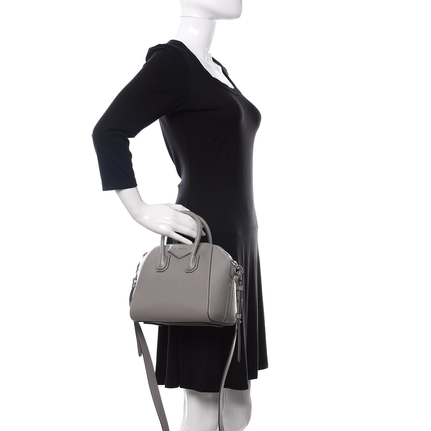 Sugar Goatskin Mini Antigona Pearl Grey