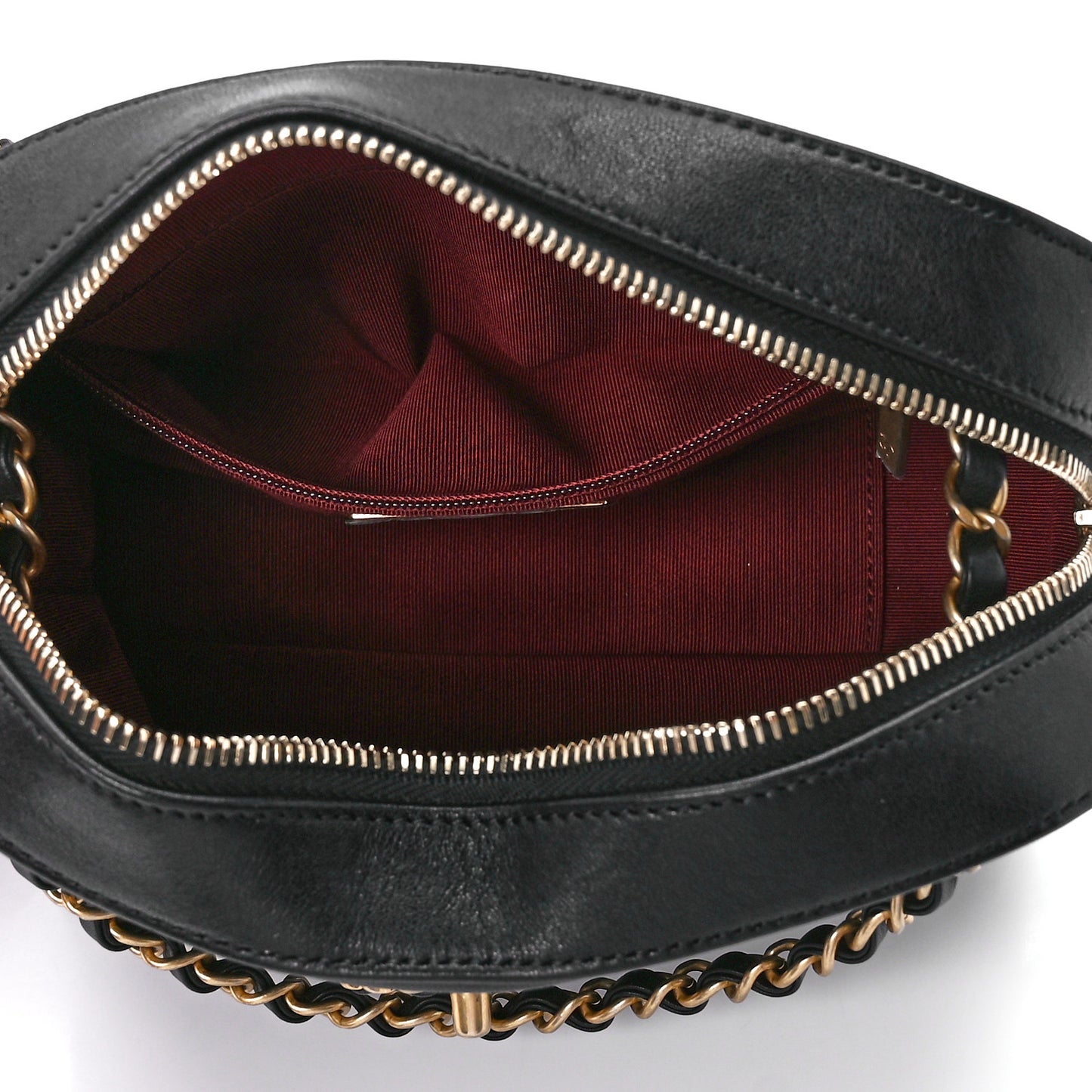 Goatskin Quilted Chanel 19 Camera Case Black