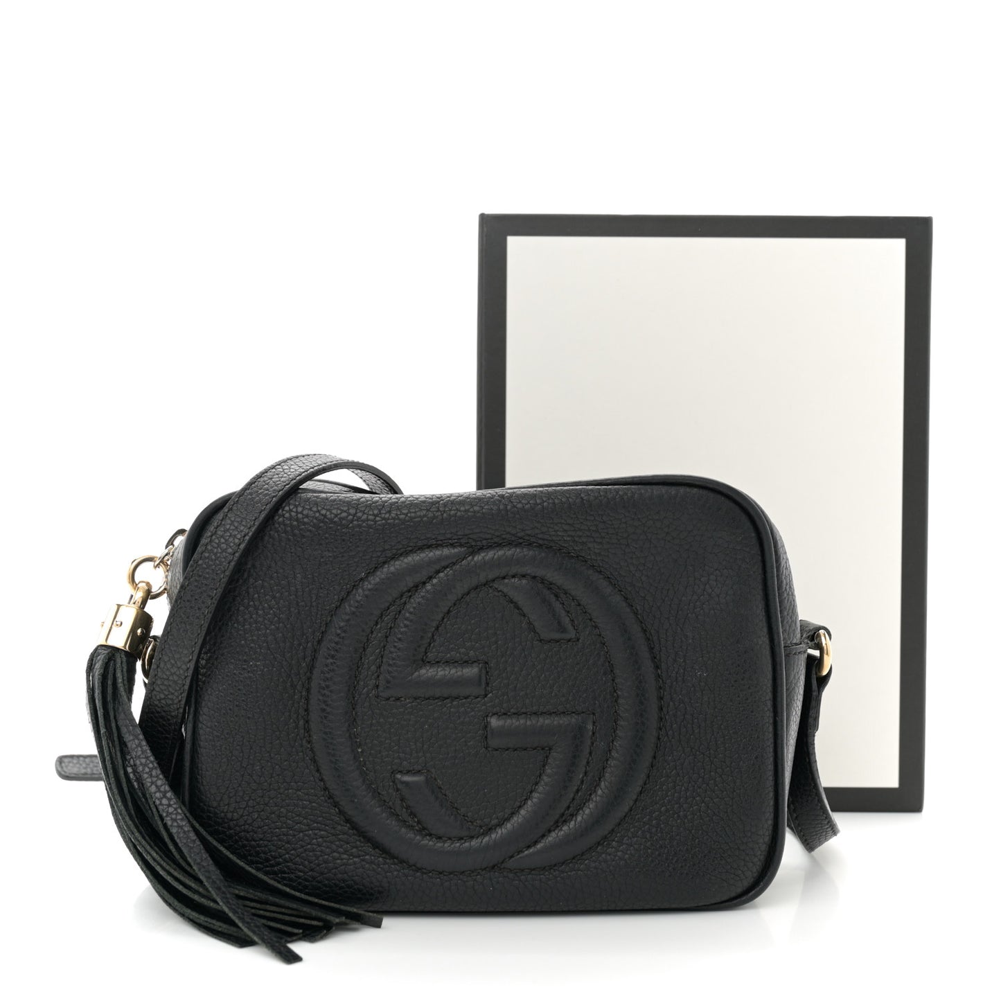Pebbled Calfskin Small Soho Disco Bag Black