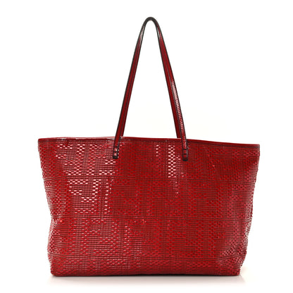 Fendi Calfskin FF Woven Medium Roll Tote Rosso 1 of 11