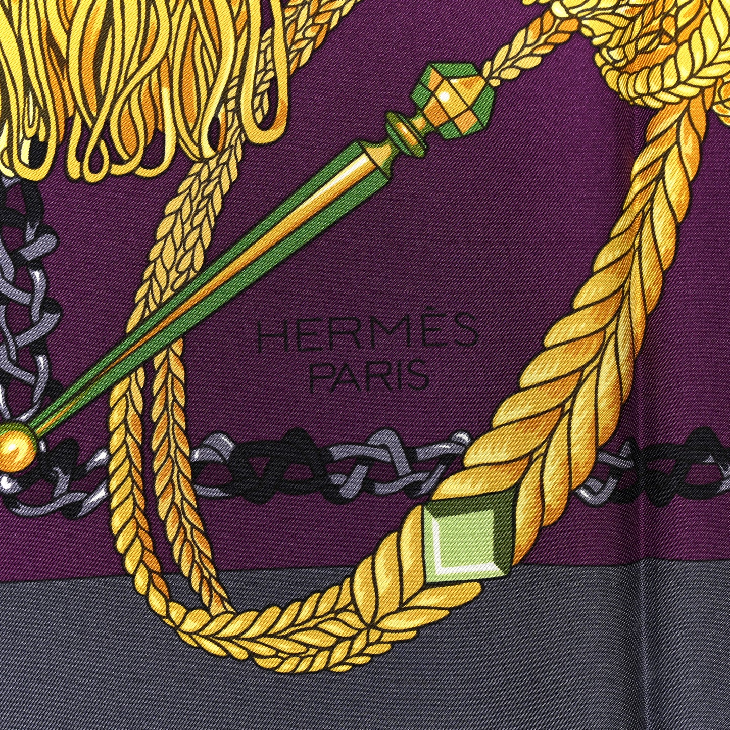 Silk Le Timbalier Scarf 90 Anthracite Violet Vert