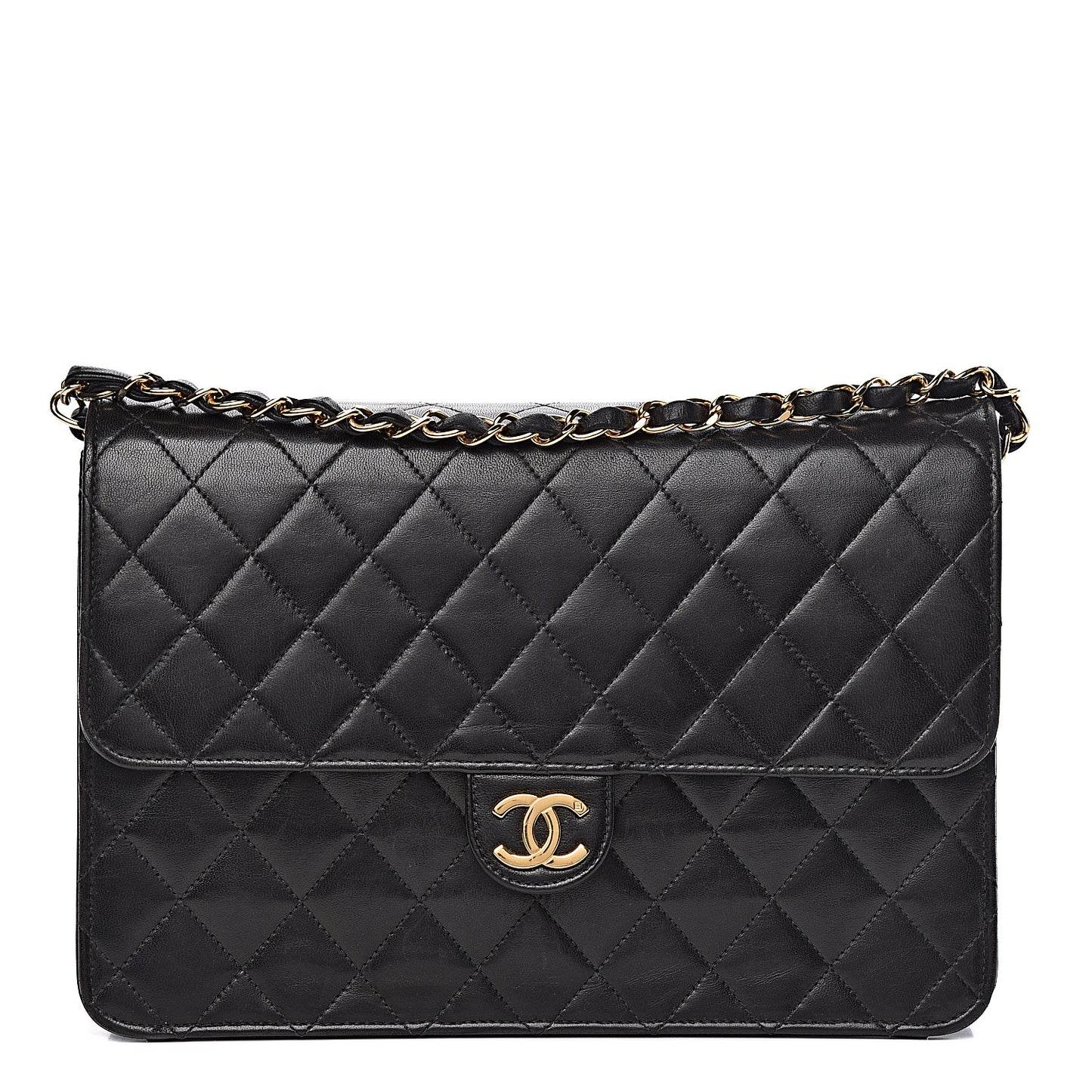 Lambskin Quilted Medium Single Flap Black