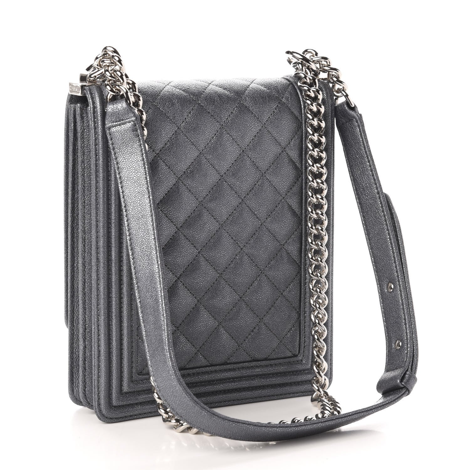Chanel Iridescent Caviar Quilted North South Boy Flap Silver 3 of 11
