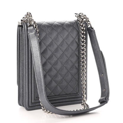 Chanel Iridescent Caviar Quilted North South Boy Flap Silver 3 of 11