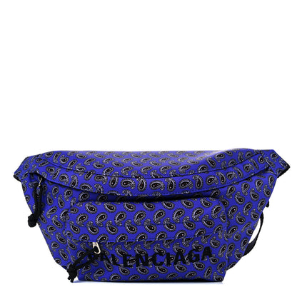 Balenciaga Sport Nylon Logo Paisley Print Wheel Belt Bag Navy Black 1 of 9
