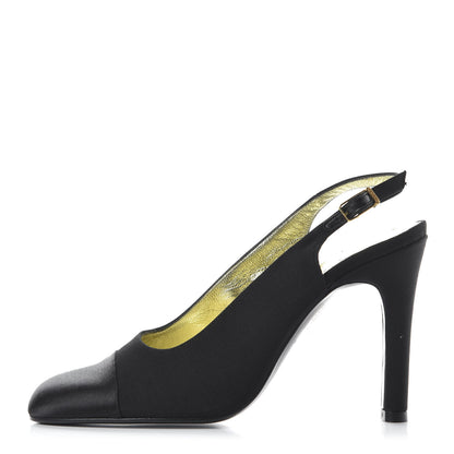 Chanel Grosgrain Cap Toe Slingback Pumps 36 Black 1 of 9