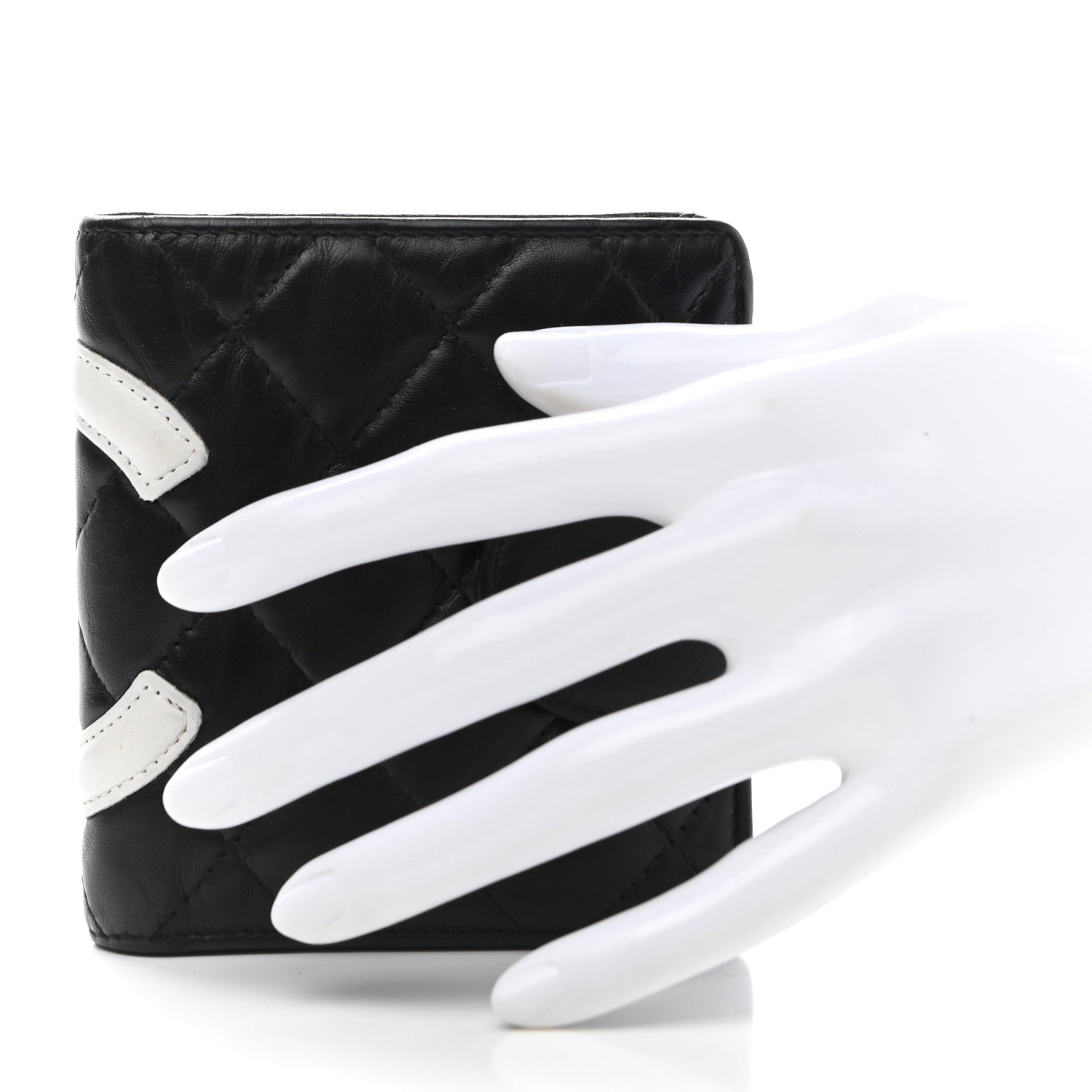 Chanel Calfskin Quilted Cambon Bi-Fold Wallet Black White 2 of 9