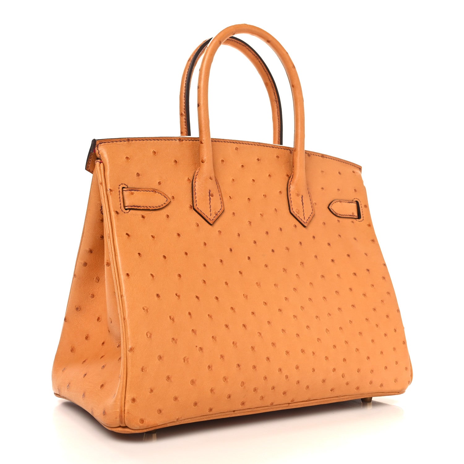 Hermes Ostrich Horseshoe Birkin 30 Cognac Rose Extreme 3 of 16