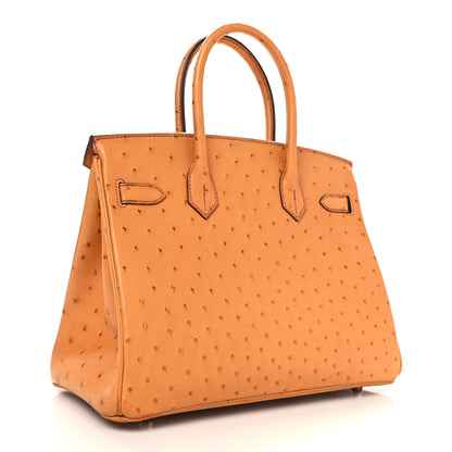Hermes Ostrich Horseshoe Birkin 30 Cognac Rose Extreme 3 of 16