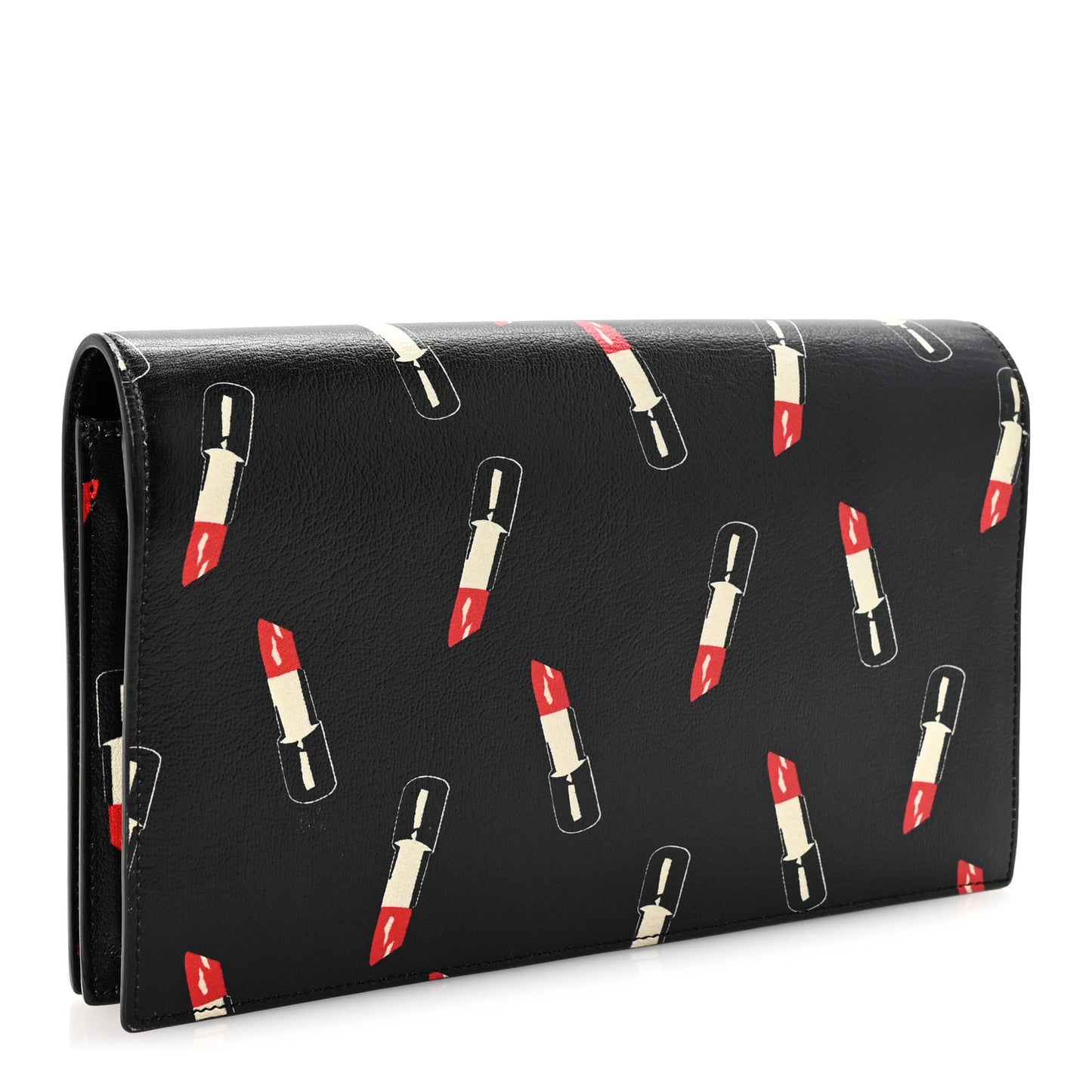 Calfskin Lipstick Print Classic Monogram Kate Clutch Black