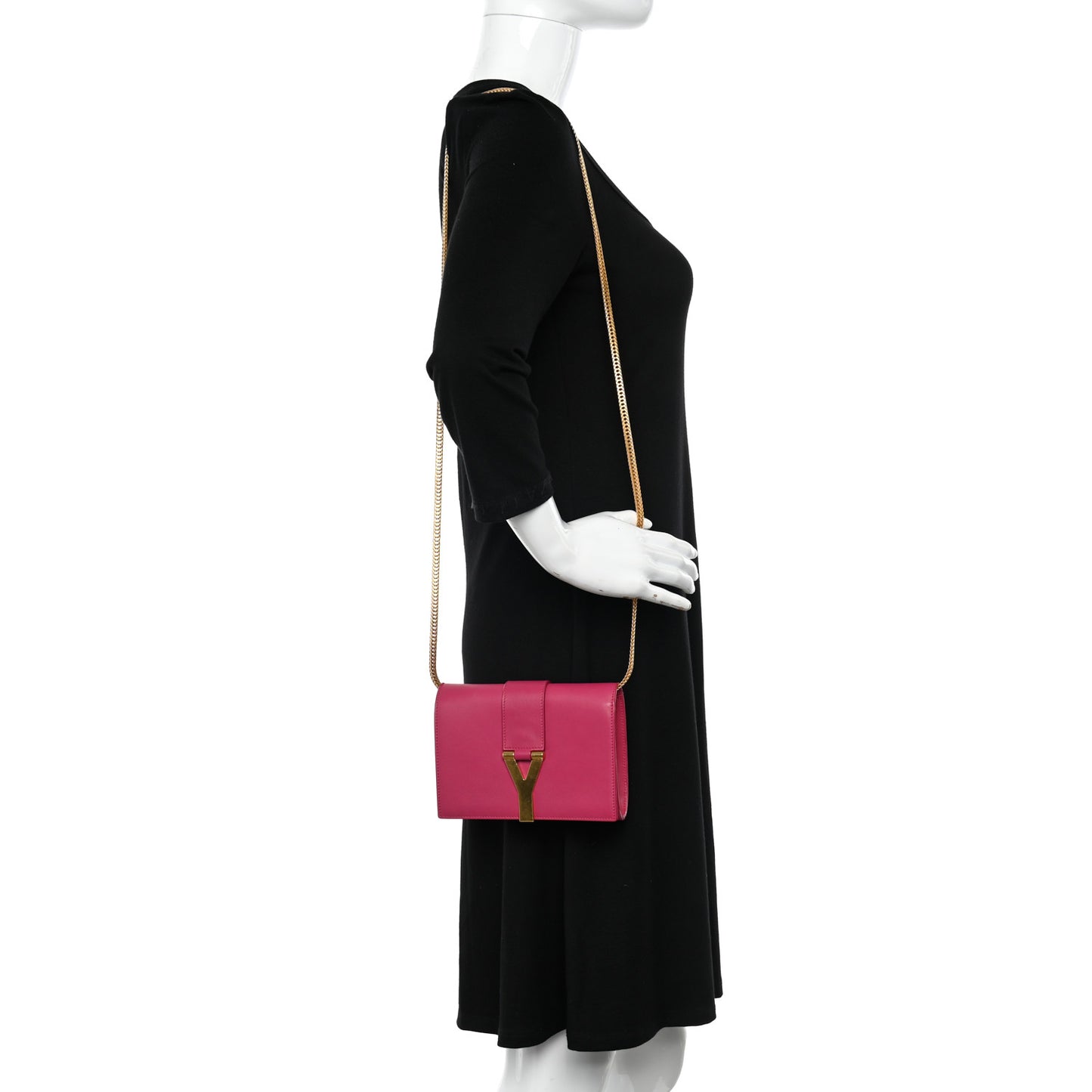 Calfskin Small Classic Y Satchel Fuchsia