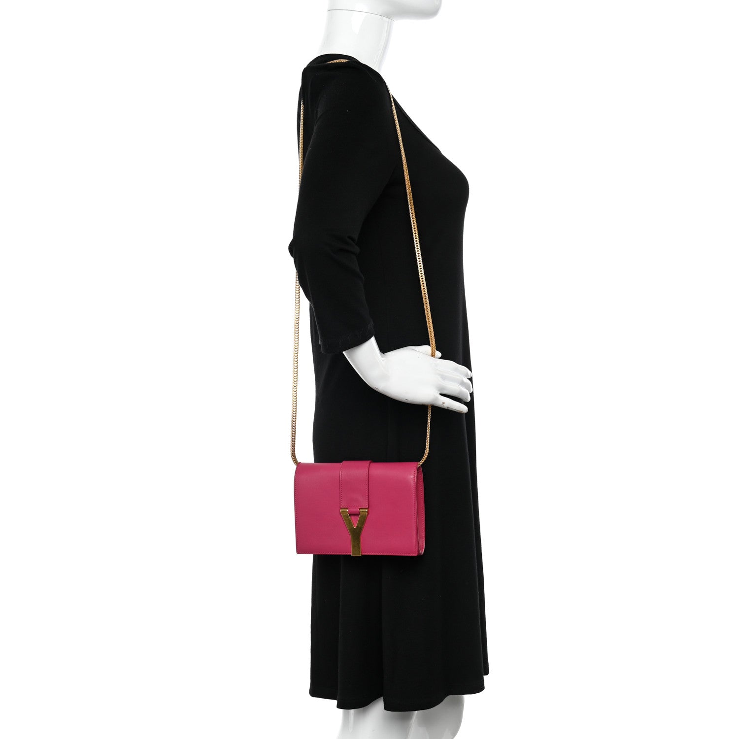 Saint Laurent Calfskin Small Classic Y Satchel Fuchsia 2 of 15