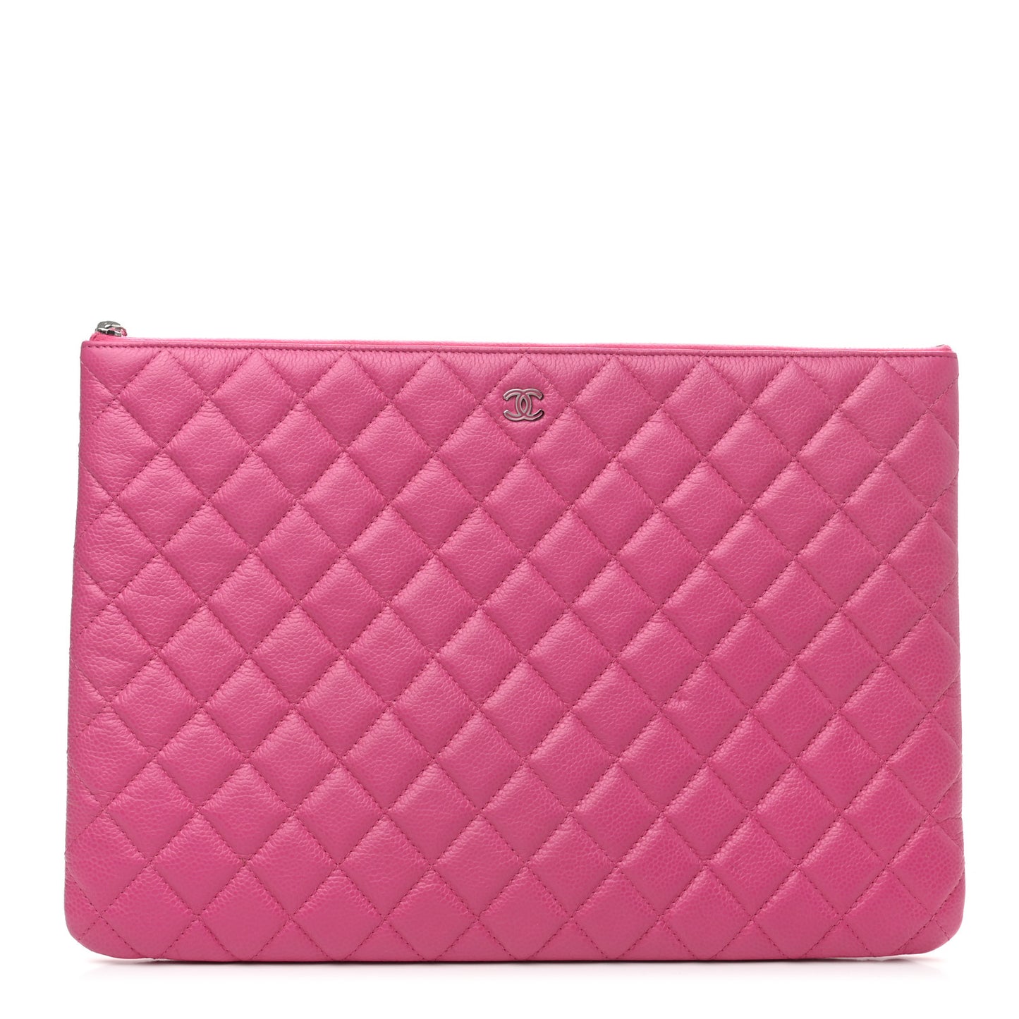 Caviar Quilted Large Cosmetic Case Pink