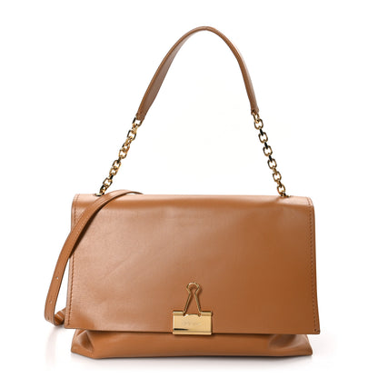 Off-White Calfskin Large Binder Clip Soft Shoulder Bag Brown 1 of 12