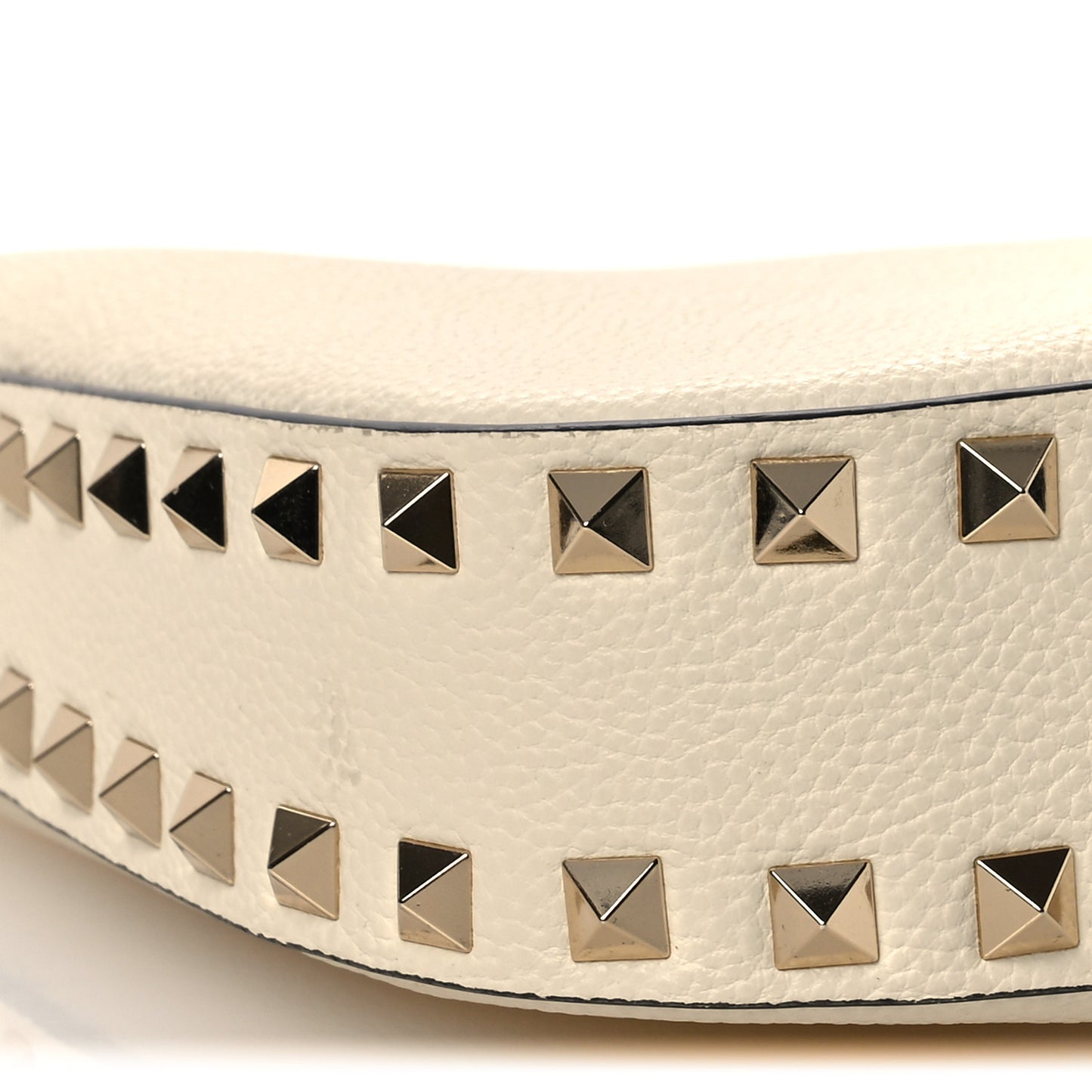 Grainy Calfskin Small Rockstud Hobo Ivory