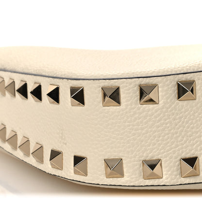 Valentino Garavani Grainy Calfskin Small Rockstud Hobo Ivory 8 of 9