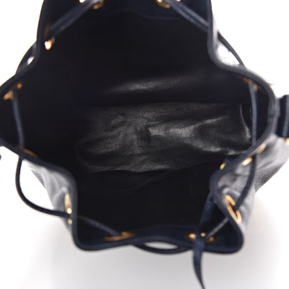 Chanel Caviar CC Drawstring Shoulder Bag Blue 6 of 12