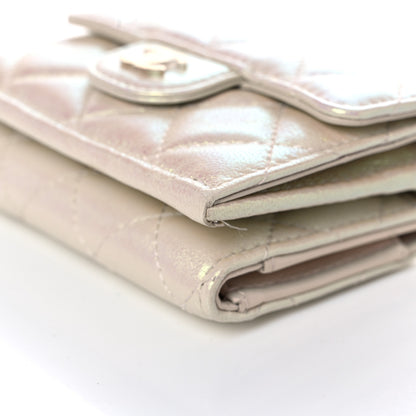 Chanel Iridescent Lambskin Quilted Double Flap Wallet Ivory 10 of 13