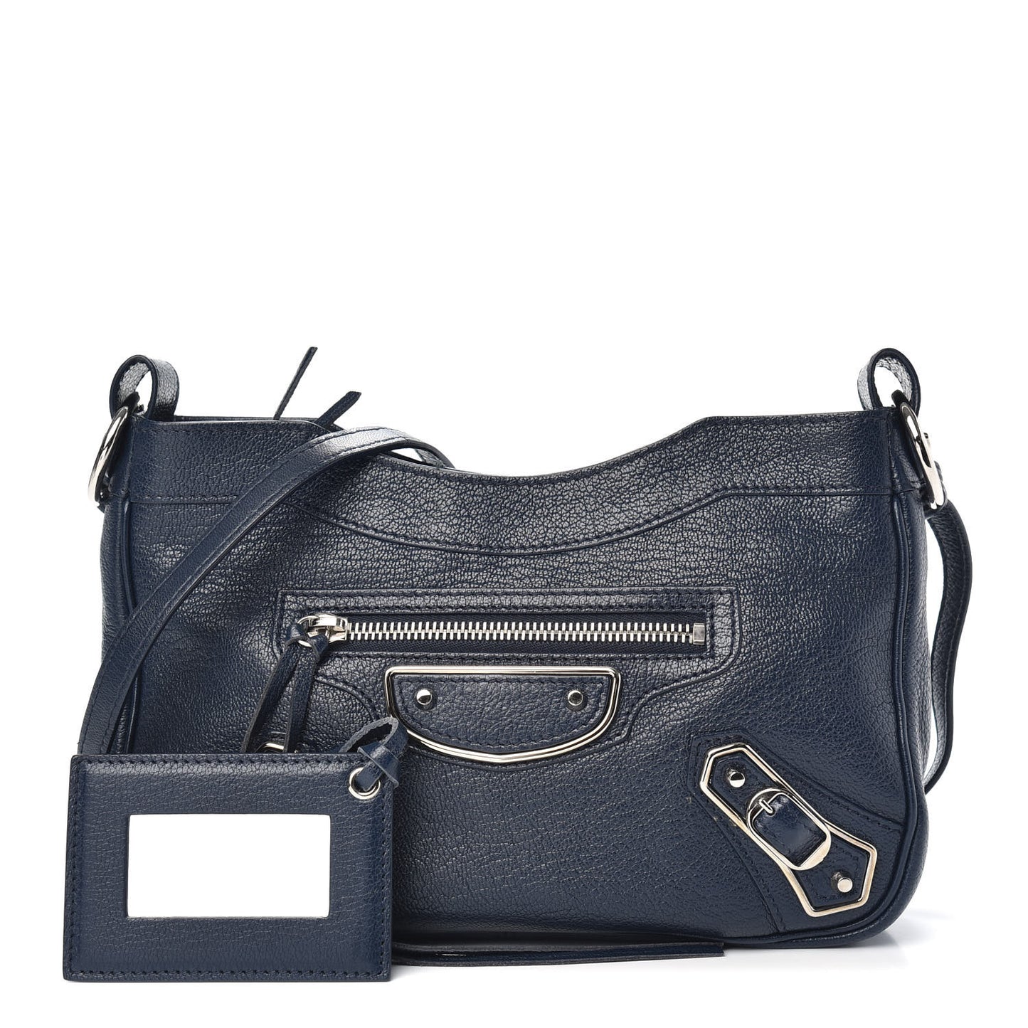 Chevre Silver Metallic Edge Hardware Hip Bleu Nuit