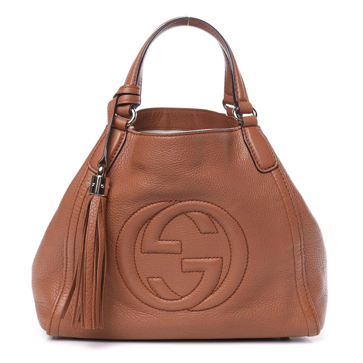 Pebbled Calfskin Small Soho Shoulder Bag Dusty Blush