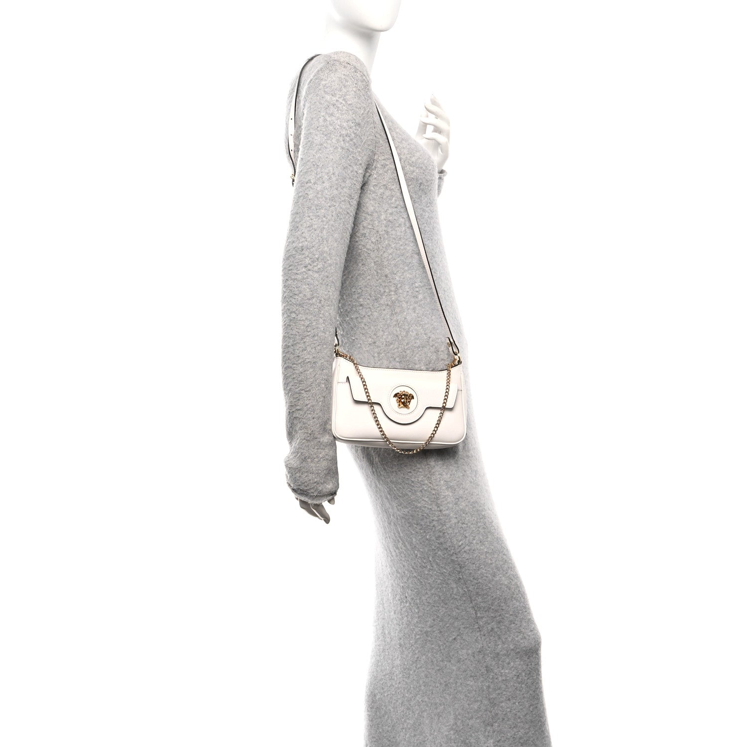 Versace Grained Calfskin La Medusa Mini Crossbody Bag White 2 of 9