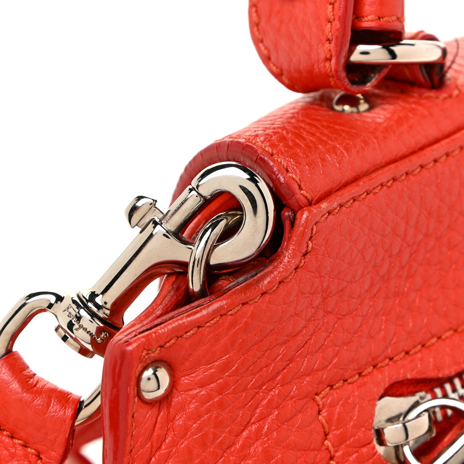 Salvatore Ferragamo Grained Calfskin Sofia Satchel Red 19 of 21