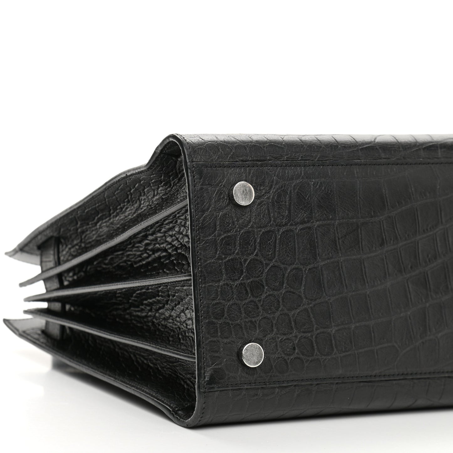 Calfskin Crocodile Embossed Small Sac de Jour Black