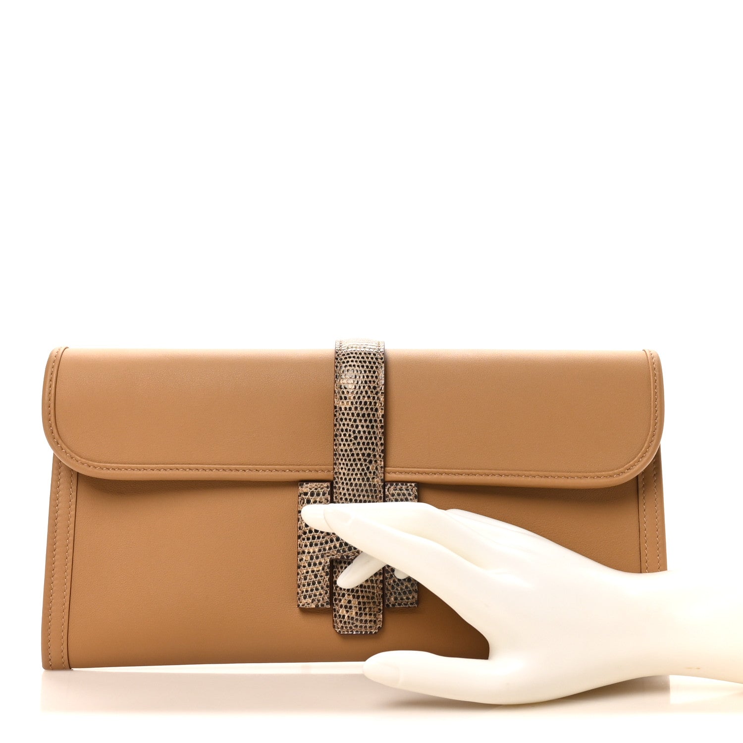 Hermes Swift Lizard Jige Elan Touch 29 Clutch Biscuit Ombre 2 of 8