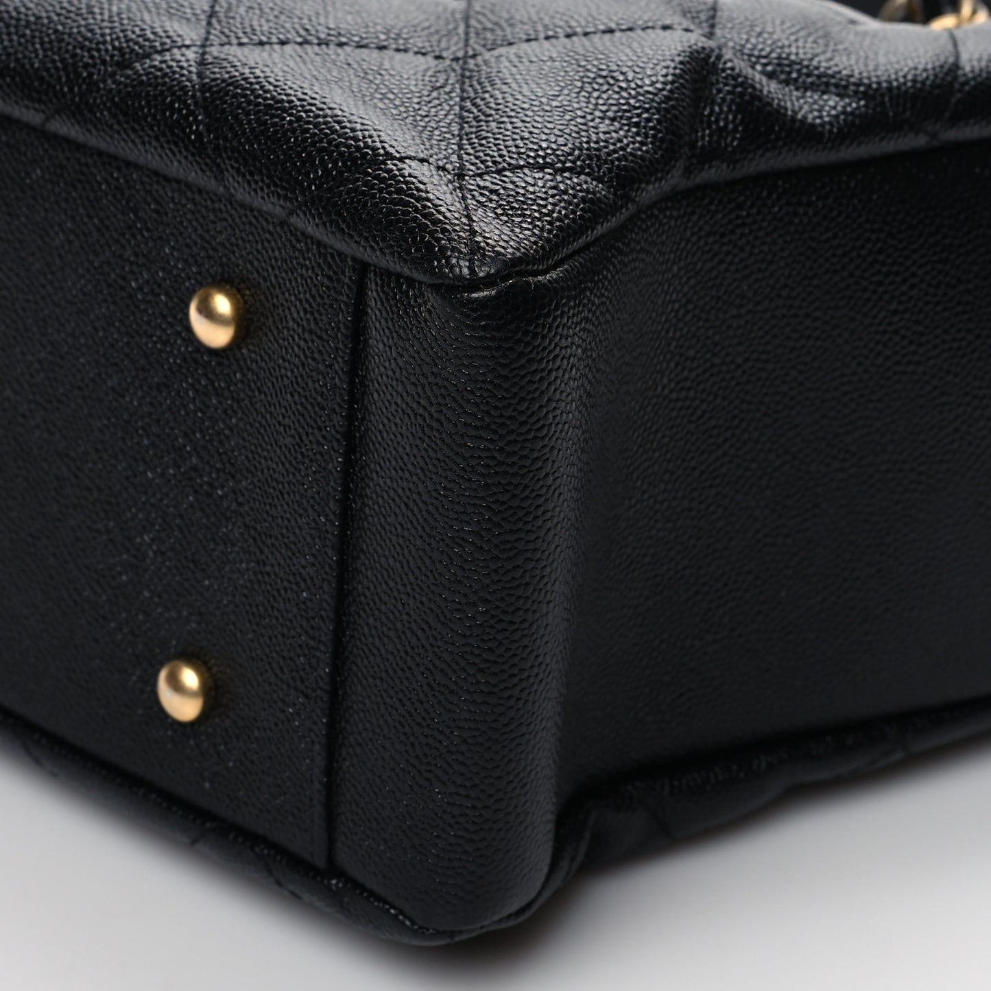 Caviar Quilted Small Shopping Tote Black