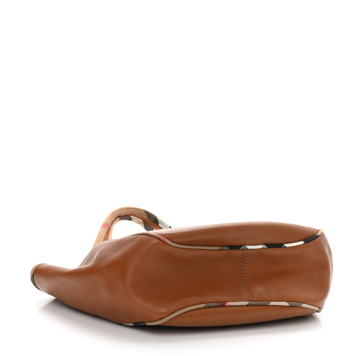 Burberry Calfskin Check Trim Hobo Brown 4 of 12