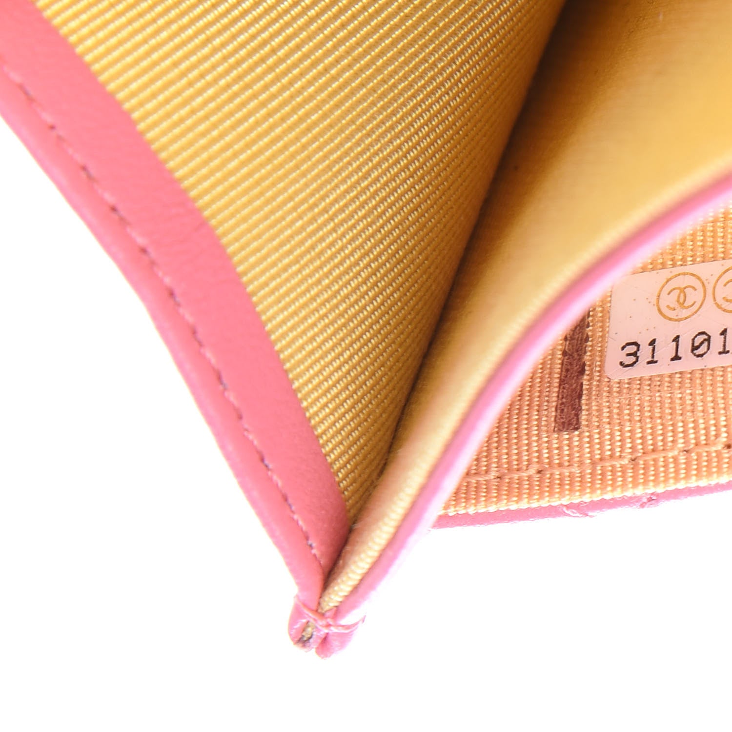 Chanel Lambskin Quilted Flap Card Holder Wallet Pink Yellow 7 of 10