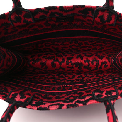 Christian Dior Canvas Mizza Embroidered Medium Leopard Book Tote Fuchsia Multicolor 5 of 7