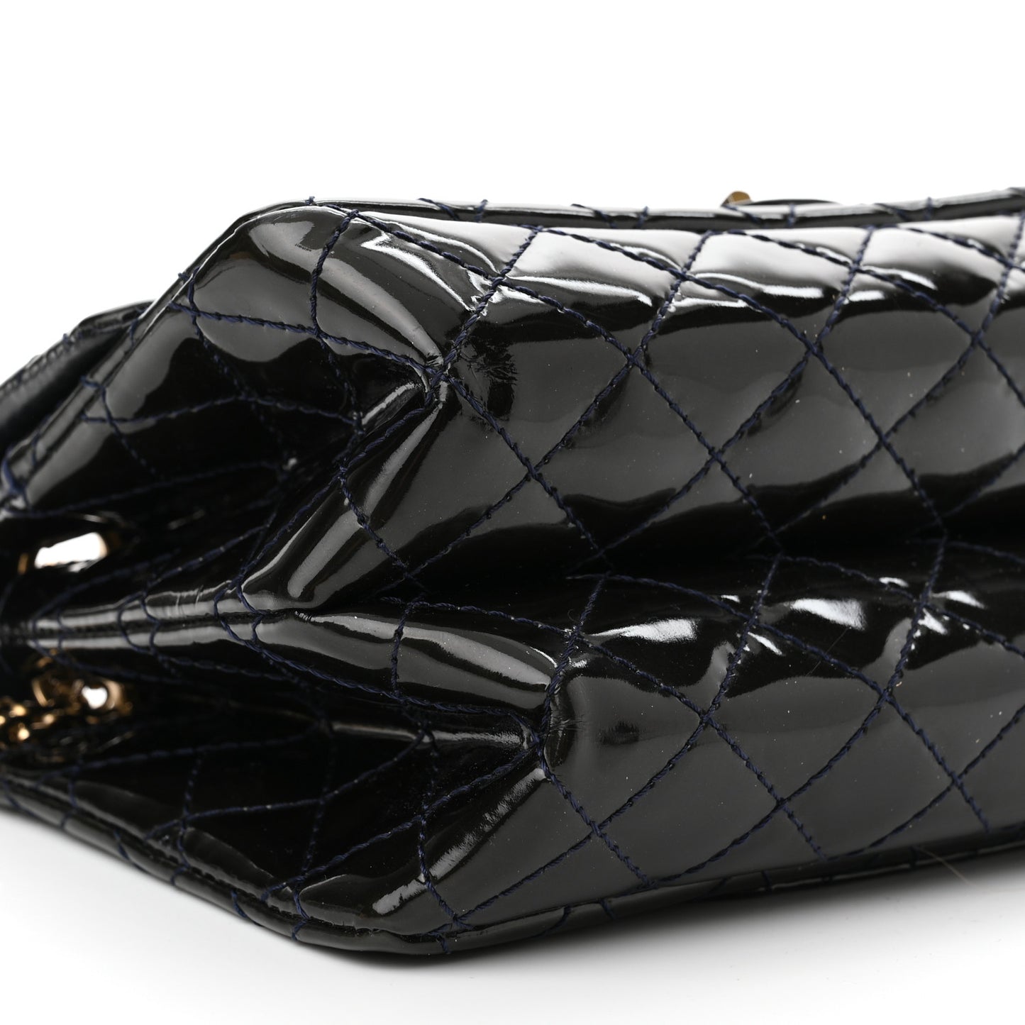 Patent Quilted Accordion Reissue 2.55 Flap Navy