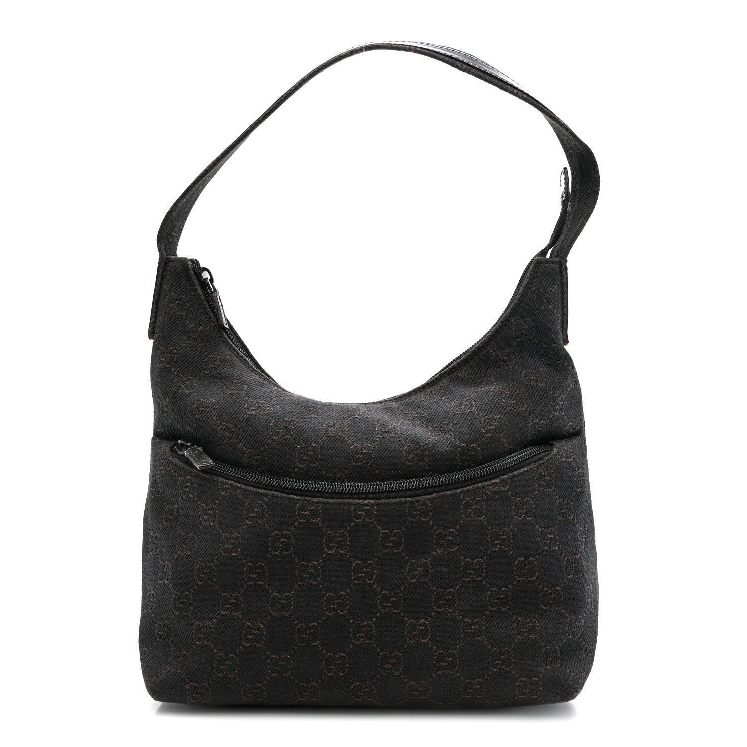 Gucci Denim Monogram Small Hobo Dark Brown 1 of 12