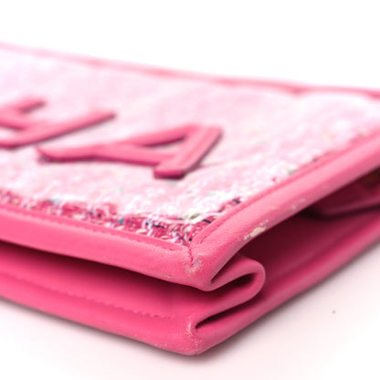 Chanel Tweed PVC Lambskin Wristlet Pouch Pink 10 of 15
