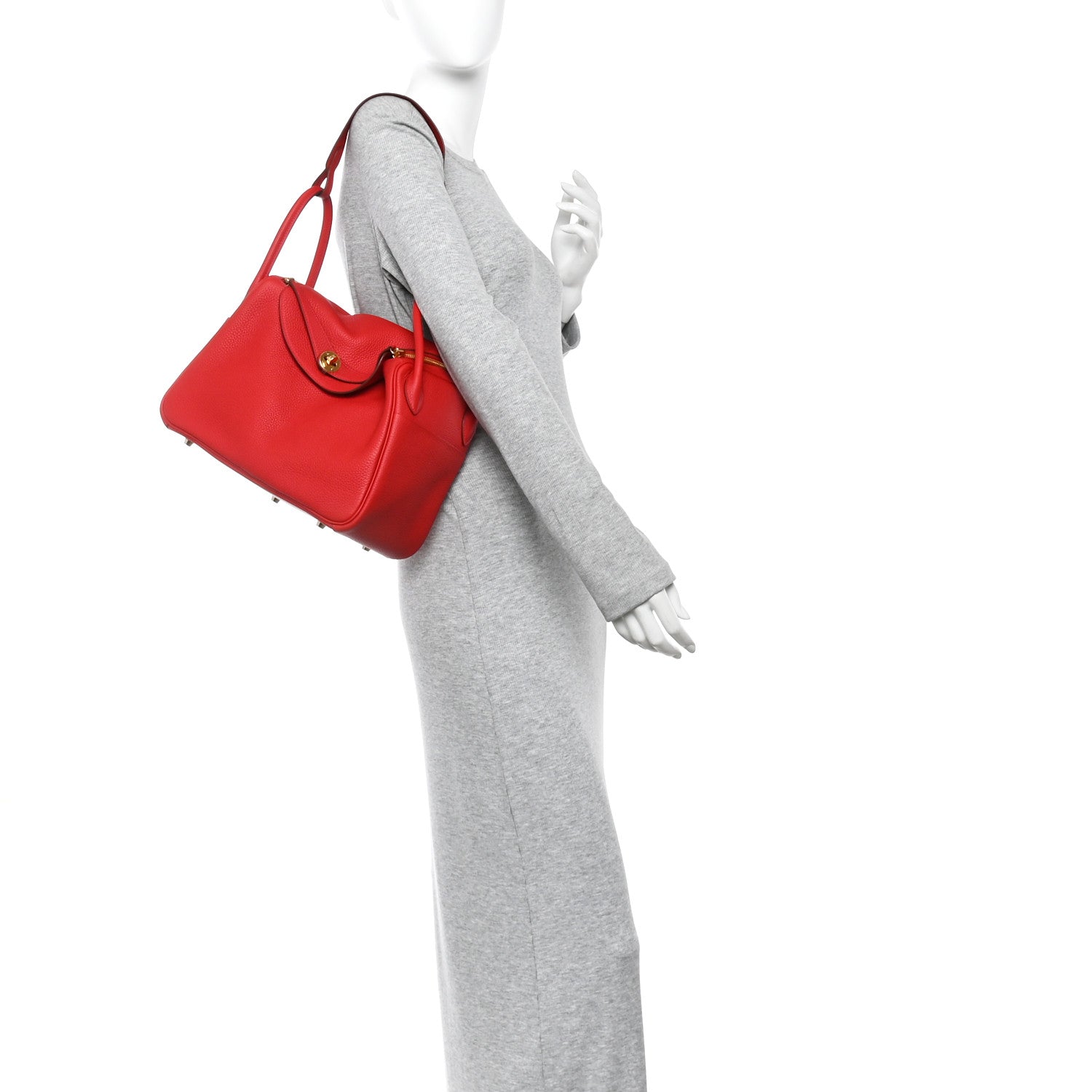 Hermes Taurillon Clemence Lindy 30 Rouge Casaque 2 of 11