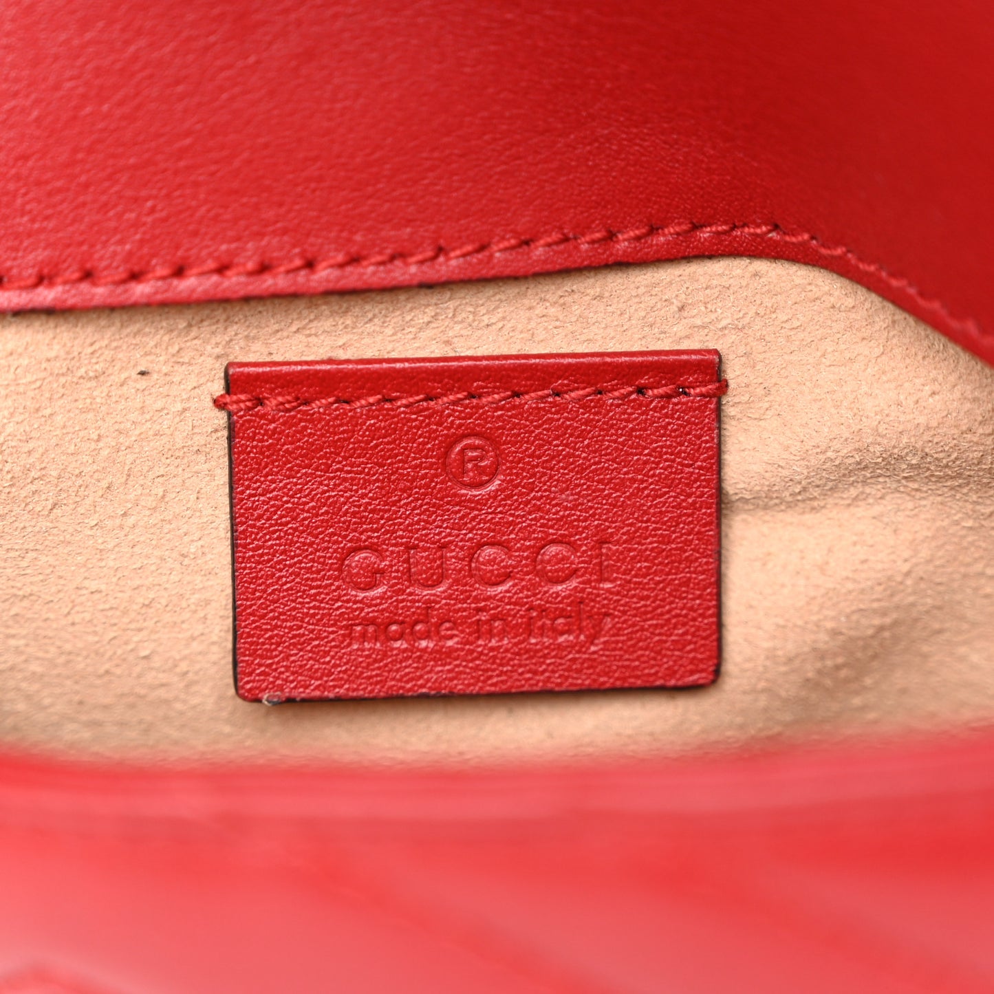 Calfskin Matelasse Super Mini GG Marmont Shoulder Bag Hibiscus Red