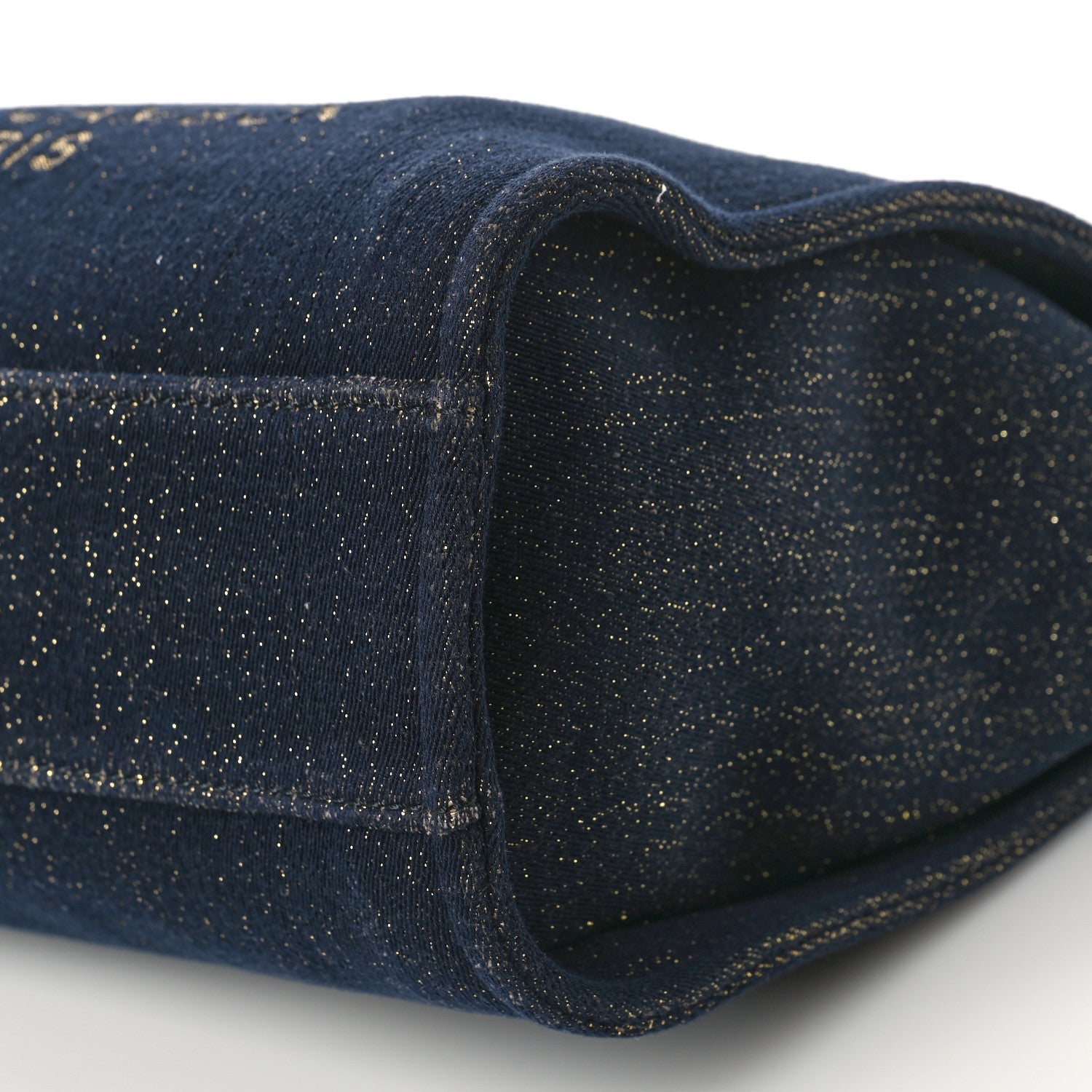 Chanel Lurex Canvas Small Deauville Tote Navy Blue Gold 9 of 10