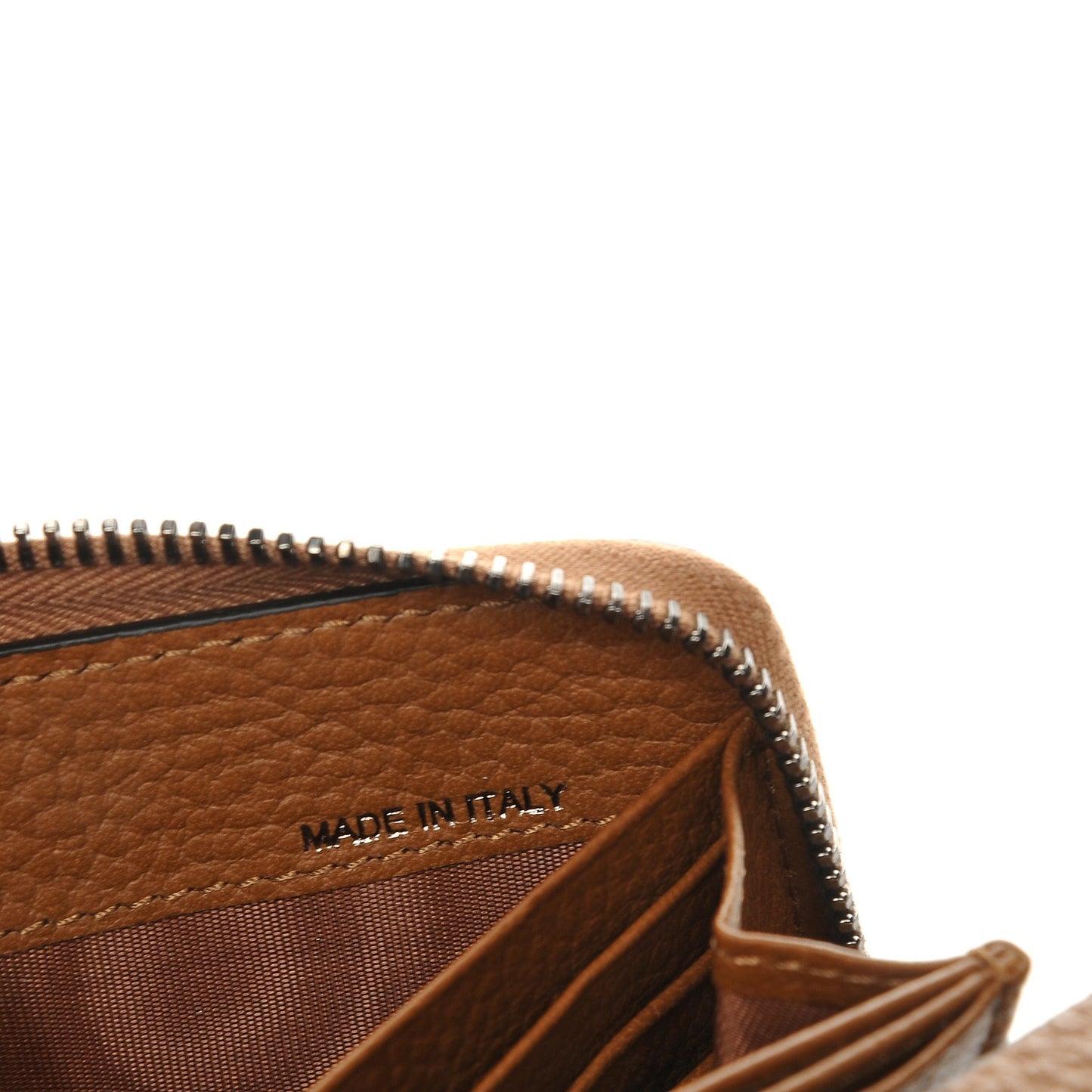 Grained Calfskin Rockstud Zip Around Wallet Bright Cognac